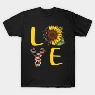 autism awareness love sunflower T-Shirt